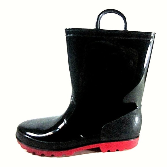Other - SkaDoo Black with Red Sole Big Kid Boy's Rain Boots, Youth Size 2.